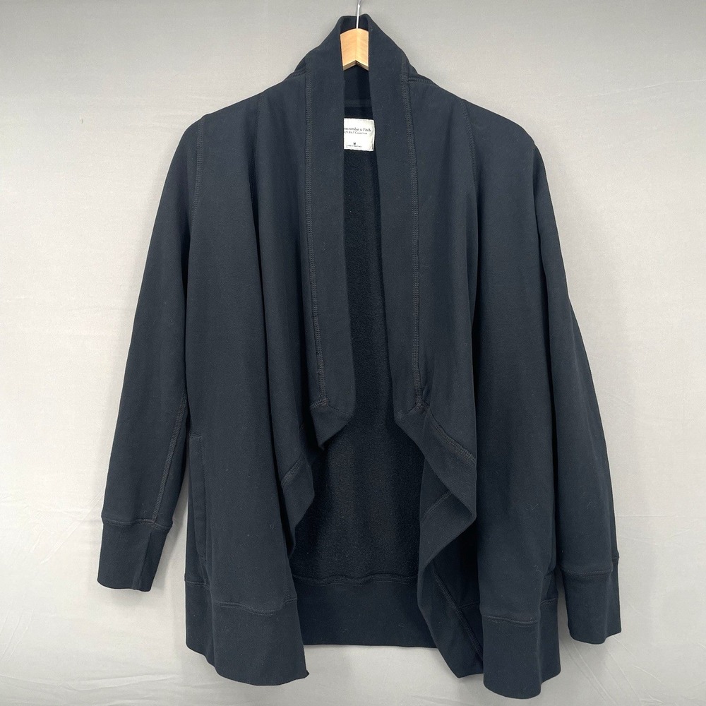 Abercrombie & Fitch Soft A&F Collection Womens Black Open Front Cardigan M Cott